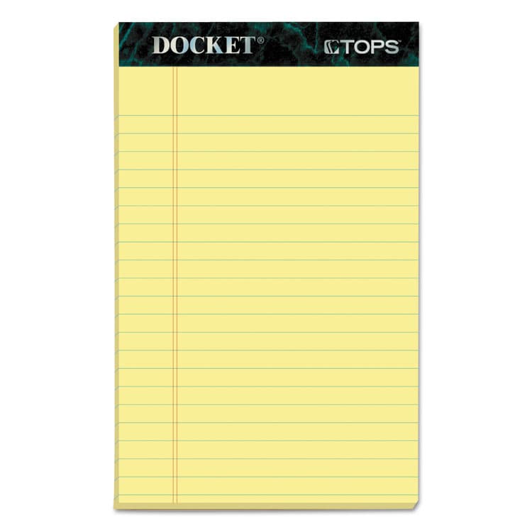 TOPS BUSINESS FORMS Docket Ruled Perforated Pads, Narrow Rule, (50) Canary Yellow 5 x 8 Sheets, 12/Pack (TOP63350)