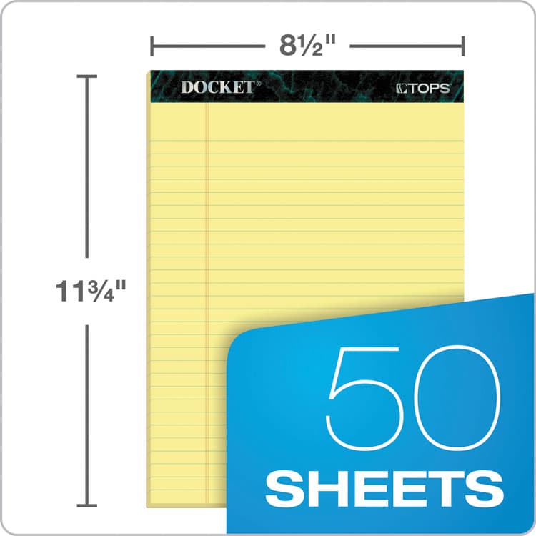 TOPS BUSINESS FORMS Docket Ruled Perforated Pads, Wide/Legal Rule, (50) Canary Yellow 8.5 x 11 Sheets, 12/Pack (TOP63400) thumbnail 2