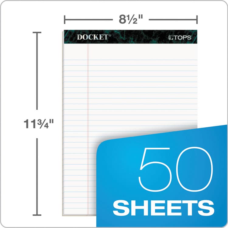 TOPS BUSINESS FORMS Docket Ruled Perforated Pads, Wide/Legal Rule, (50) White 8.5 x 11 Sheets, 12/Pack (TOP63410) thumbnail 2