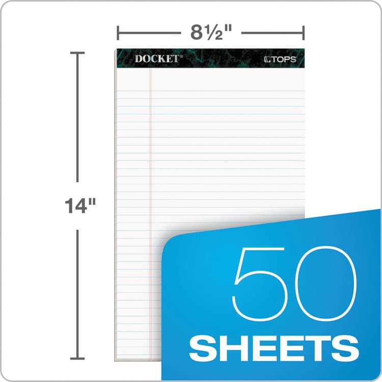 TOPS BUSINESS FORMS Docket Ruled Perforated Pads, Wide/Legal Rule, (50) White 8.5 x 14 Sheets, 12/Pack (TOP63590) thumbnail 2