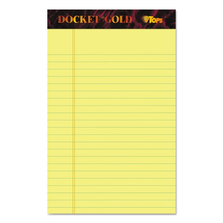 TOPS BUSINESS FORMS Docket Gold Ruled Perforated Pads, Narrow Rule, (50) Canary Yellow 5 x 8 Sheets, 12/Pack (TOP63900)