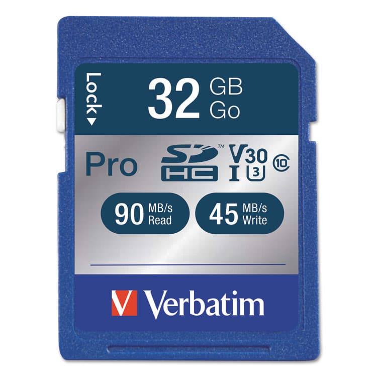 VERBATIM CORPORATION 32GB Pro 600X SDHC Memory Card, UHS-I V30 U3 Class 10 (VER98047)