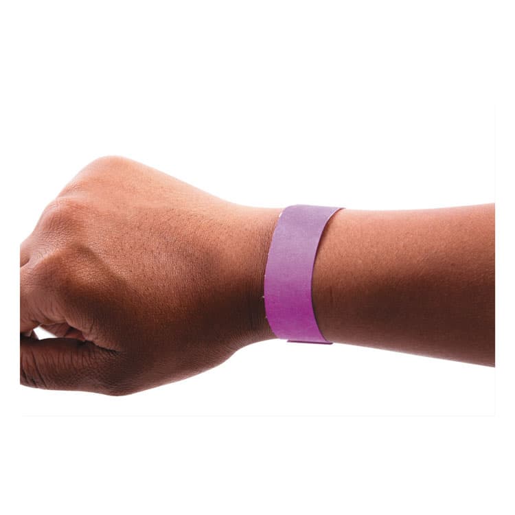 BAUMGARTENS Security Wristbands, Sequentially Numbered, 10" x 0.75", Purple, 100/Pack (BAU85014)