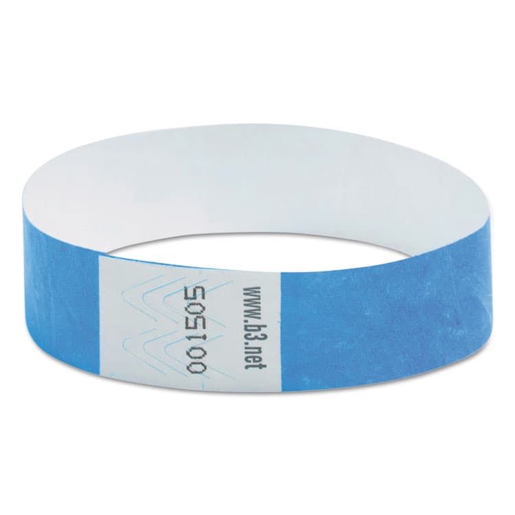 BAUMGARTENS Security Wristbands, Sequentially Numbered, 10" x 0.75", Blue, 100/Pack (BAU85030)