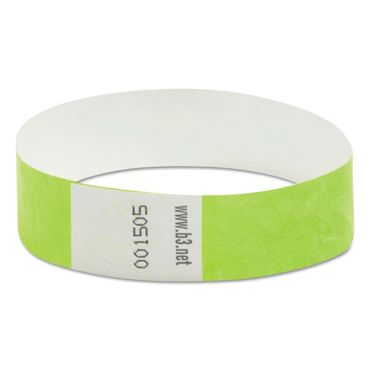 BAUMGARTENS Security Wristbands, Sequentially Numbered, 10" x 0.75", Green, 100/Pack (BAU85060)