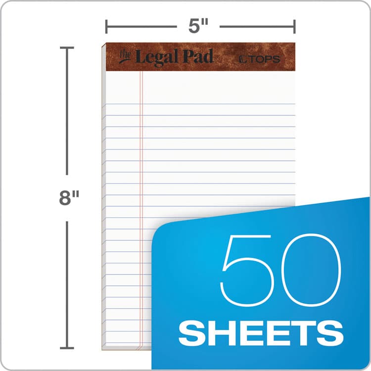 TOPS BUSINESS FORMS "The Legal Pad" Ruled Perforated Pads, Narrow Rule, (50) White 5 x 8 Sheets, Dozen (TOP7500) thumbnail 2