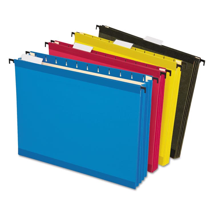 TOPS BUSINESS FORMS SureHook Hanging Pocket File, Letter Size, 1/5-Cut Tabs, Assorted Colors, 4/Pack (PFX09213)
