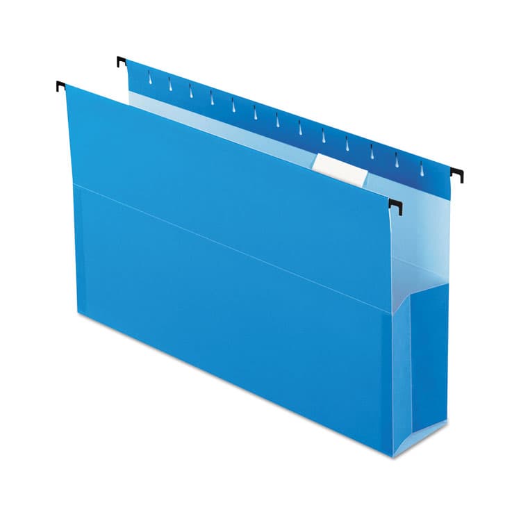 TOPS BUSINESS FORMS SureHook Reinforced Extra-Capacity Hanging Box File, 1 Section, 3" Capacity, Legal Size, 1/5-Cut Tabs, Blue, 25/Box (PFX59303)