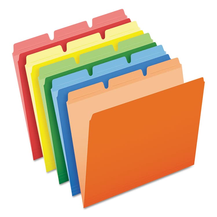 TOPS BUSINESS FORMS Ready-Tab Reinforced File Folders, 1/3-Cut Tabs: Assorted, Letter Size, Assorted Colors, 50/Pack (PFX42338)
