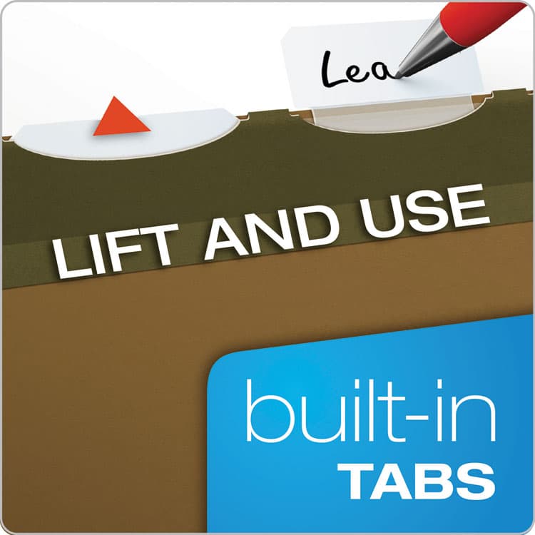 TOPS BUSINESS FORMS Ready-Tab Extra Capacity Reinforced Colored Hanging Folders, Legal Size, 1/6-Cut Tabs, Standard Green, 20/Box (PFX42703) thumbnail 2