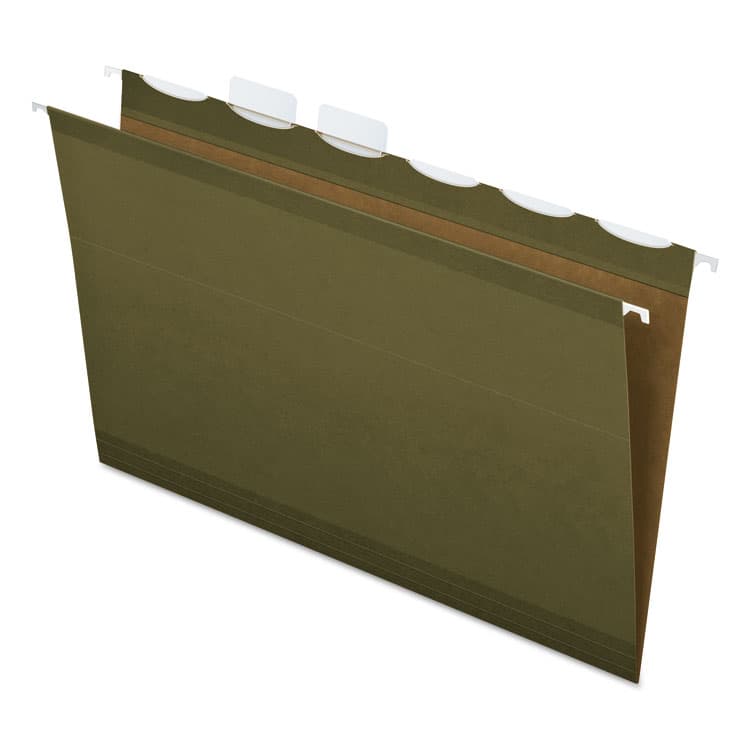 TOPS BUSINESS FORMS Ready-Tab Extra Capacity Reinforced Colored Hanging Folders, Legal Size, 1/6-Cut Tabs, Standard Green, 20/Box (PFX42703)