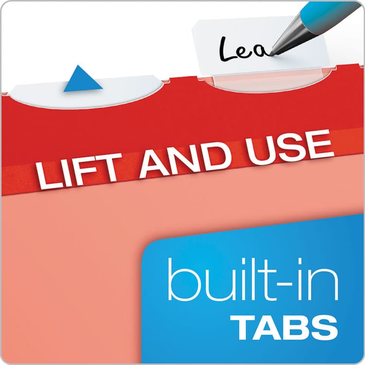 TOPS BUSINESS FORMS Ready-Tab Colored Reinforced Hanging Folders, Letter Size, 1/5-Cut Tabs, Red, 25/Box (PFX42623) thumbnail 2