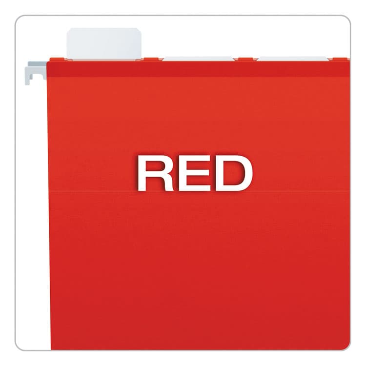 TOPS BUSINESS FORMS Ready-Tab Colored Reinforced Hanging Folders, Letter Size, 1/5-Cut Tabs, Red, 25/Box (PFX42623) thumbnail 4
