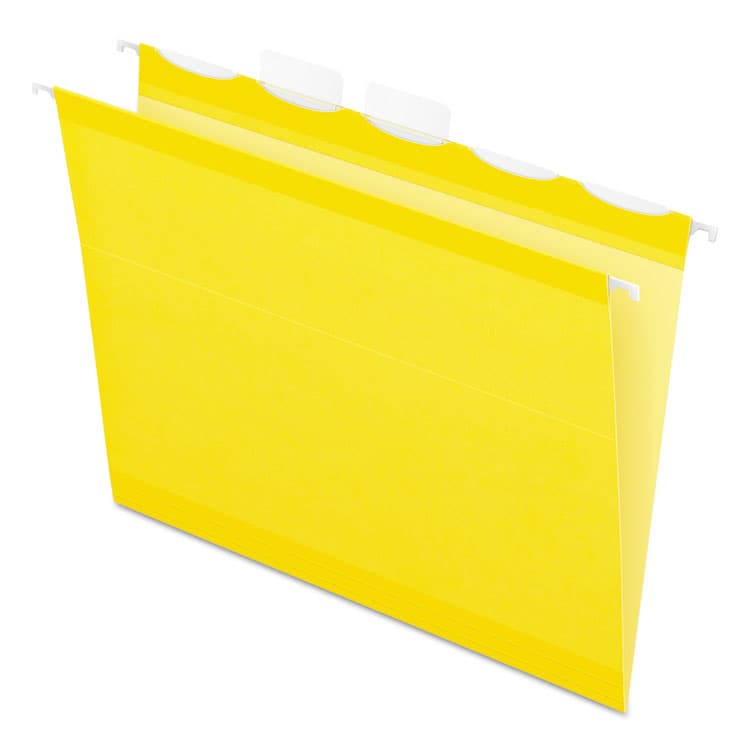 TOPS BUSINESS FORMS Ready-Tab Colored Reinforced Hanging Folders, Letter Size, 1/5-Cut Tabs, Yellow, 25/Box (PFX42624)