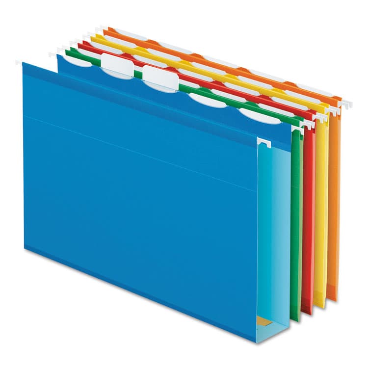 TOPS BUSINESS FORMS Ready-Tab Extra Capacity Reinforced Colored Hanging Folders, Letter Size, 1/5-Cut Tabs, Assorted Colors, 20/Box (PFX42700)