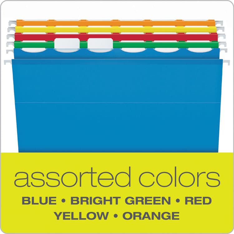 TOPS BUSINESS FORMS Ready-Tab Extra Capacity Reinforced Colored Hanging Folders, Legal Size, 1/6-Cut Tabs, Assorted Colors, 20/Box (PFX42702) thumbnail 4