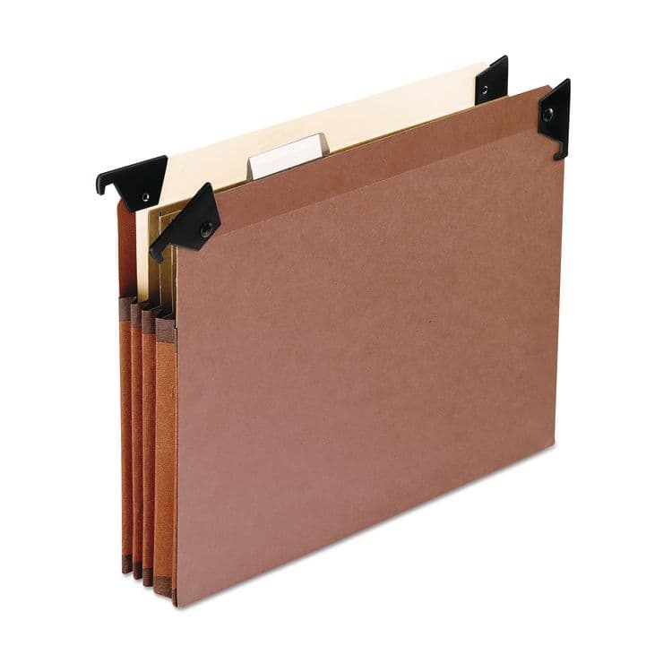TOPS BUSINESS FORMS Premium Expanding Hanging File Pockets with Swing Hooks and Dividers, 3 Dividers with 1/5-Cut Tabs, Letter Size, Brown, 5/Box (PFX45422) thumbnail 3