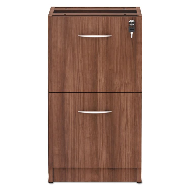 ALERA Alera Valencia Series Full Pedestal File, Left/Right, 2 Legal/Letter-Size File Drawers, Modern Walnut, 15.63" x 20.5" x 28.5" (ALEVA542822WA) thumbnail 2