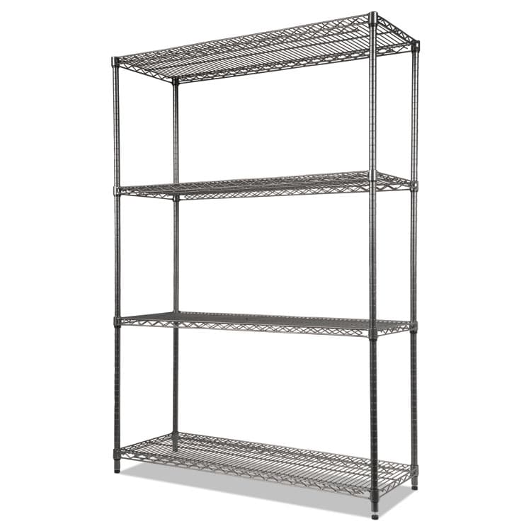 ALERA Wire Shelving Starter Kit, Four-Shelf, 48w x 18d x 72h, Black Anthracite (ALESW504818BA)