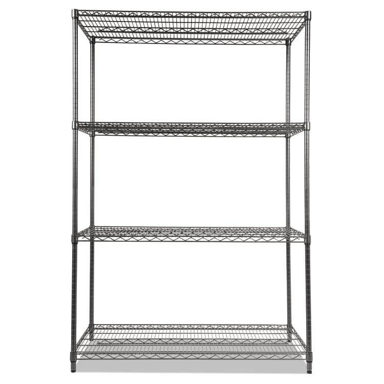 ALERA Wire Shelving Starter Kit, Four-Shelf, 48w x 24d x 72h, Black Anthracite (ALESW504824BA) thumbnail 2