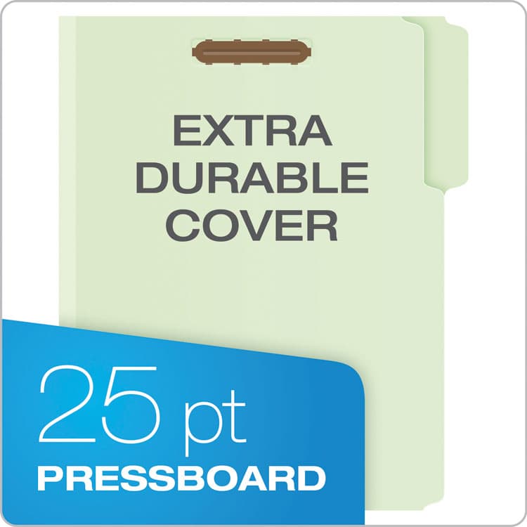 TOPS BUSINESS FORMS Heavy-Duty Pressboard Folders with Embossed Fasteners, 1/3-Cut Tab, Expands 1", 2 Fasteners, Letter Size, Green, 25/Box (PFX17178) thumbnail 2