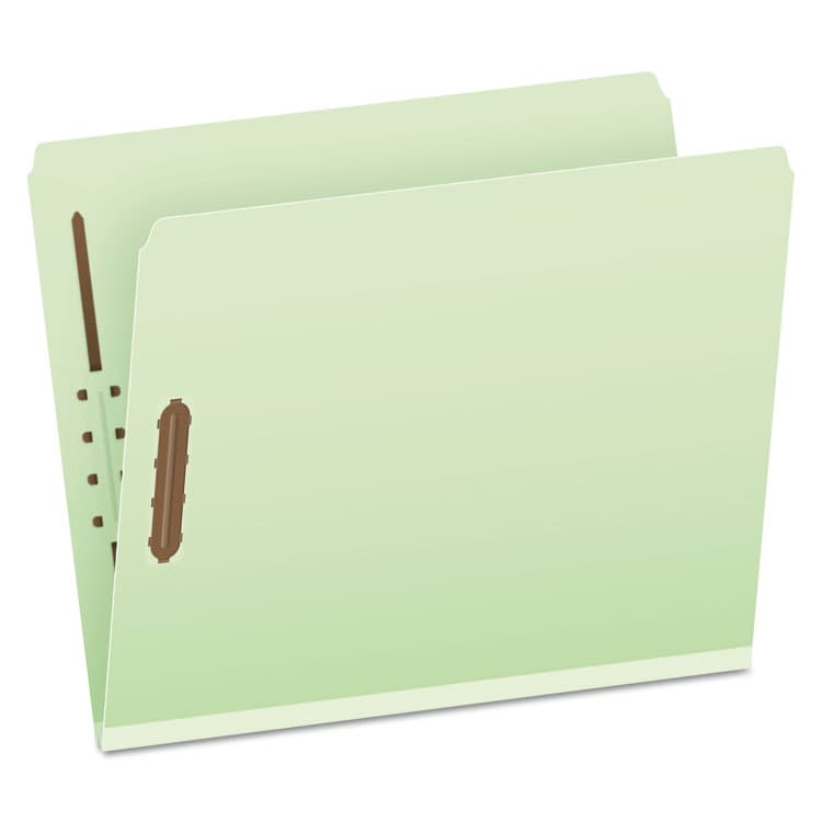 TOPS BUSINESS FORMS Heavy-Duty Pressboard Folders with Embossed Fasteners, Straight Tab, Expands 2", 2 Fasteners, Letter Size, Green, 25/Box (PFX17180)