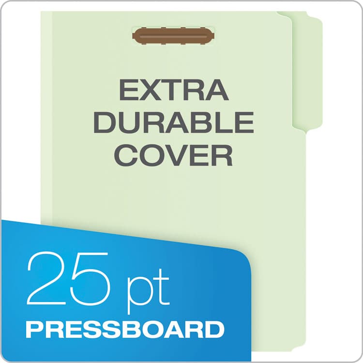 TOPS BUSINESS FORMS Heavy-Duty Pressboard Folders with Embossed Fasteners, 1/3-Cut Tab, Expands 2", 2 Fasteners, Letter Size, Green, 25/Box (PFX17181) thumbnail 2