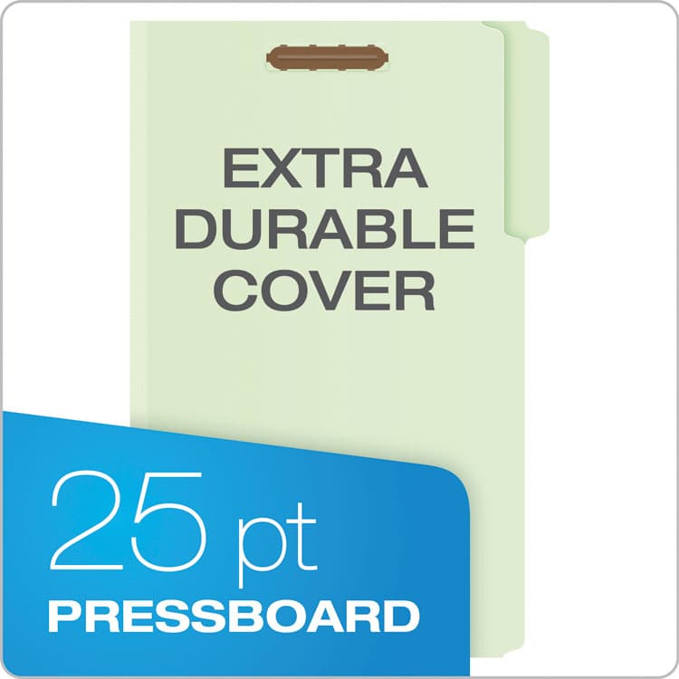TOPS BUSINESS FORMS Heavy-Duty Pressboard Folders with Embossed Fasteners, 1/3-Cut Tab, Expands 3", 2 Fasteners, Legal Size, Green, 25/Box (PFX17187) thumbnail 2