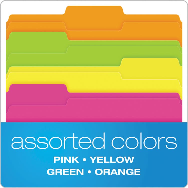 TOPS BUSINESS FORMS Glow File Folders, 1/3-Cut Tabs: Assorted, Letter Size, 0.75" Expansion, Assorted Colors, 24/Pack (PFX40523) thumbnail 3