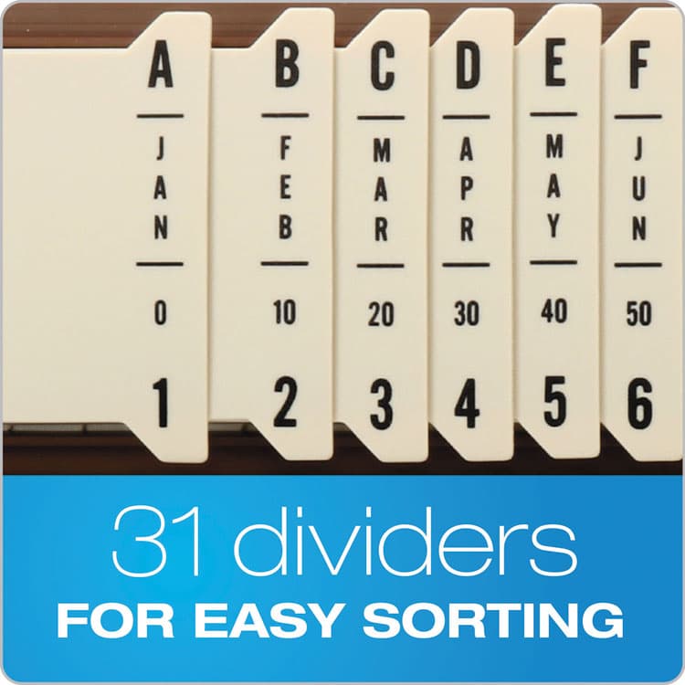 TOPS BUSINESS FORMS General Purpose Indexed Sorter, 31 Dividers, Alpha/Numeric/Month/Date/Day Index, Letter Size, Brown Frame (PFX40652) thumbnail 2