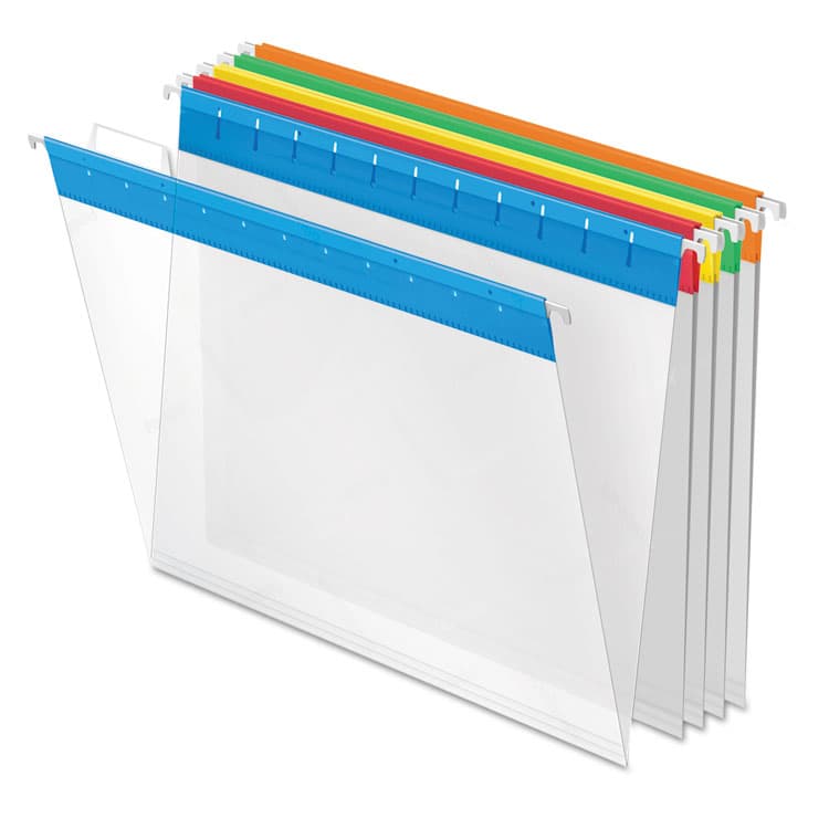 TOPS BUSINESS FORMS Poly Hanging Folders, Letter Size, 1/5-Cut Tabs, Assorted Colors, 25/Box (PFX55708)