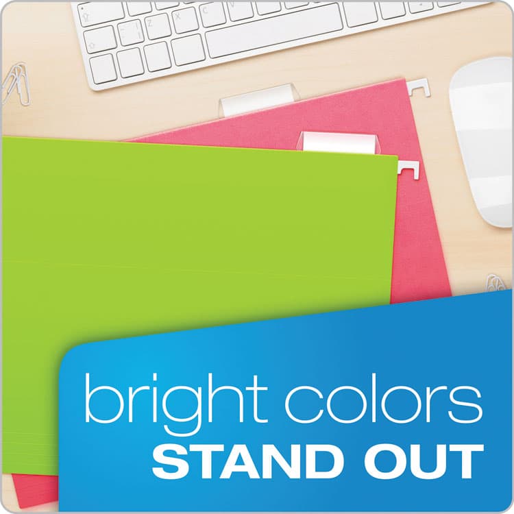 TOPS BUSINESS FORMS Glow Hanging File Folders, Letter Size, 1/5-Cut Tabs, Assorted Colors, 25/Box (PFX81672) thumbnail 2