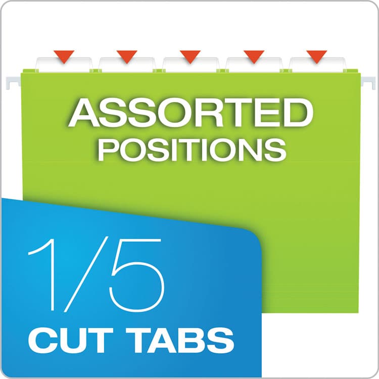 TOPS BUSINESS FORMS Glow Hanging File Folders, Letter Size, 1/5-Cut Tabs, Assorted Colors, 25/Box (PFX81672) thumbnail 4