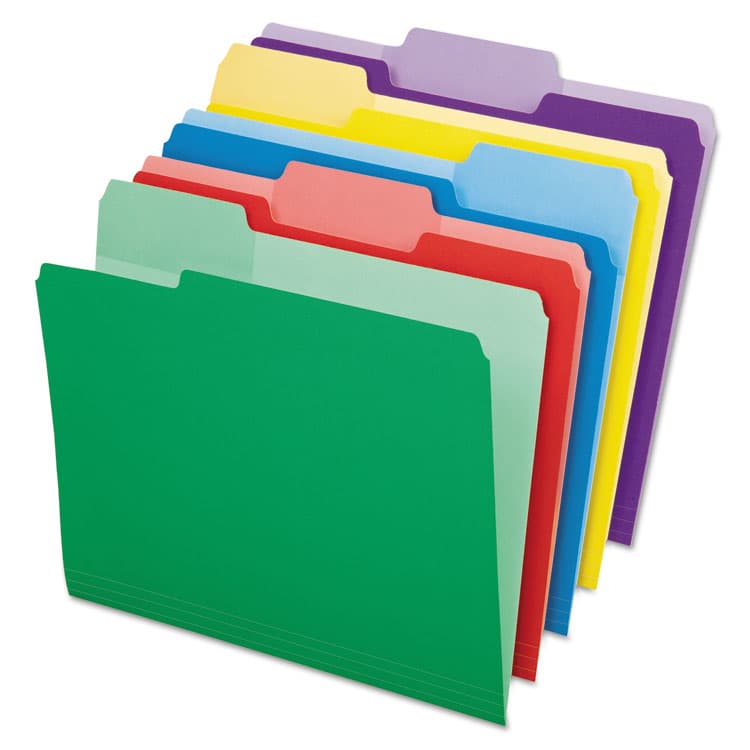 TOPS BUSINESS FORMS File Folders with Erasable Tabs, 1/3-Cut Tabs: Assorted, Letter Size, Assorted Colors, 30/Pack (PFX84370)