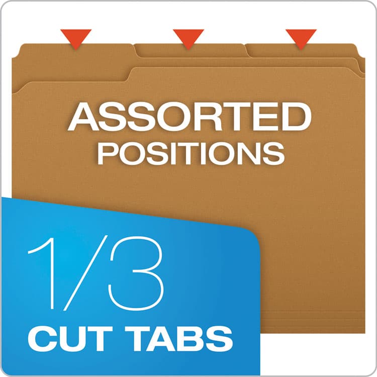 TOPS BUSINESS FORMS Kraft Fastener Folders, 1/3-Cut Tab: Assorted, 1 Fastener, Letter Size, Kraft, 50/Box (PFXFK211) thumbnail 4