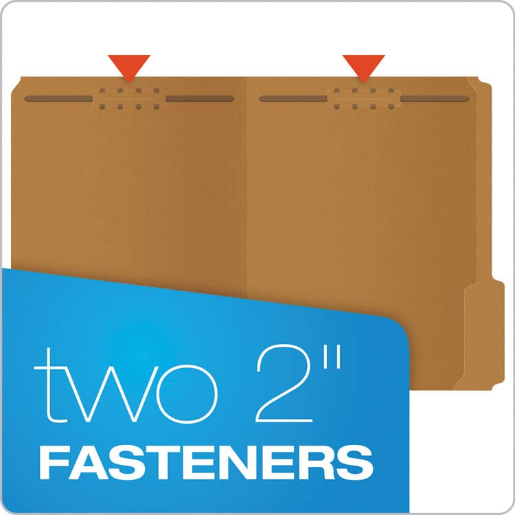 TOPS BUSINESS FORMS Kraft Fastener Folders, 1/3-Cut Tab: Assorted, 2 Fasteners, Letter Size, Kraft, 50/Box (PFXFK212) thumbnail 2