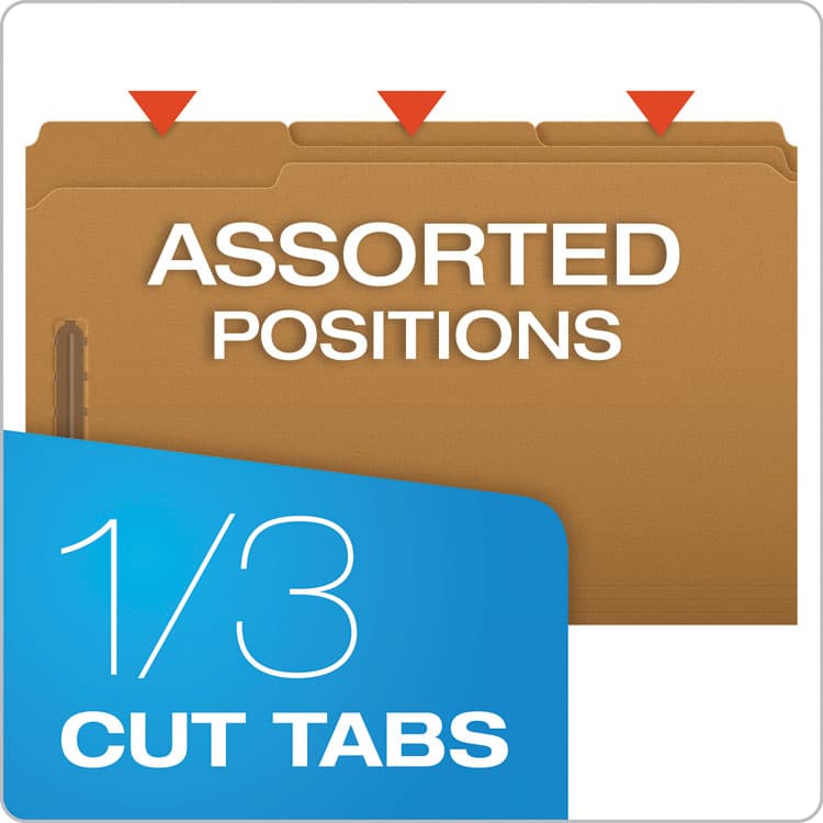 TOPS BUSINESS FORMS Kraft Fastener Folders, 1/3-Cut Tab: Assorted, 2 Fasteners, Legal Size, Kraft, 50/Box (PFXFK312) thumbnail 4