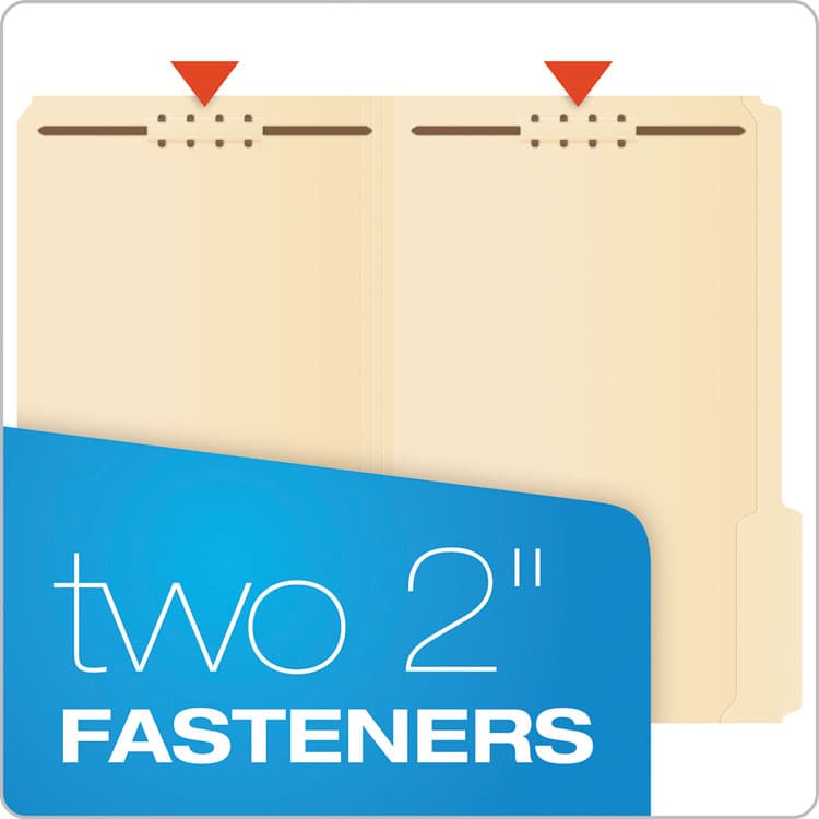 TOPS BUSINESS FORMS Manila Fastener Folders, 1/3-Cut Tab: Assorted, 2 Fasteners, Legal Size, Manila, 50/Box (PFXFM313) thumbnail 2