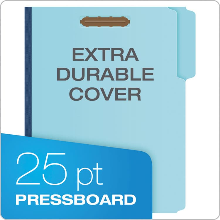 TOPS BUSINESS FORMS Heavy-Duty Pressboard Folders with Embossed Fasteners, 1/3-Cut Tab, Expands 1", 2 Fasteners, Letter Size, Blue, 25/Box (PFXFP213) thumbnail 2