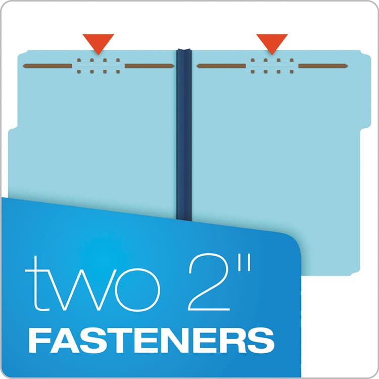 TOPS BUSINESS FORMS Heavy-Duty Pressboard Folders with Embossed Fasteners, 1/3-Cut Tab, Expands 1", 2 Fasteners, Letter Size, Blue, 25/Box (PFXFP213) thumbnail 3