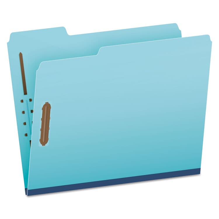 TOPS BUSINESS FORMS Heavy-Duty Pressboard Folders with Embossed Fasteners, 1/3-Cut Tab, Expands 1", 2 Fasteners, Letter Size, Blue, 25/Box (PFXFP213)