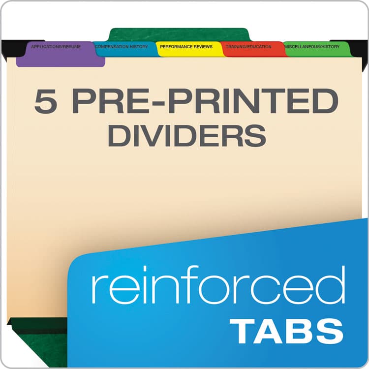 TOPS BUSINESS FORMS Hanging-Style Personnel Folders, 5 Dividers with 1/5-Cut Tabs, Letter Size, 1/3-Cut Exterior Tabs, Green (PFXSER2GR) thumbnail 2