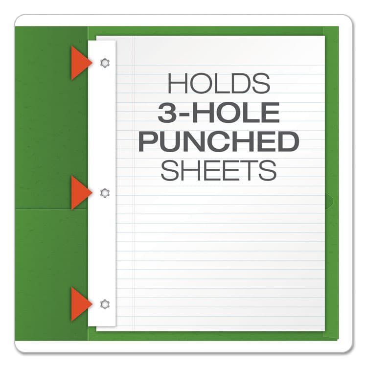 TOPS BUSINESS FORMS Twin-Pocket Folder with Prong Fasteners, Accommodates (135) 11 x 8.5 Sheets, Green, 25/Box (OXF57703) thumbnail 3