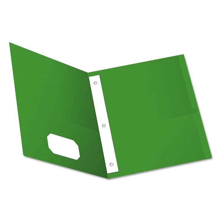 TOPS BUSINESS FORMS Twin-Pocket Folder with Prong Fasteners, Accommodates (135) 11 x 8.5 Sheets, Green, 25/Box (OXF57703)