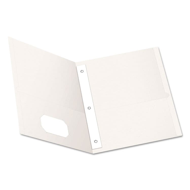 TOPS BUSINESS FORMS Twin-Pocket Folder with Prong Fasteners, Accommodates (135) 11 x 8.5 Sheets, White, 25/Box (OXF57704)