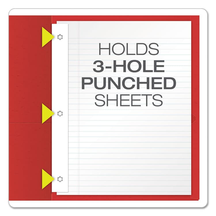 TOPS BUSINESS FORMS Twin-Pocket Folder with Prong Fasteners, Accommodates (135) 11 x 8.5 Sheets, Red, 25/Box (OXF57711) thumbnail 3