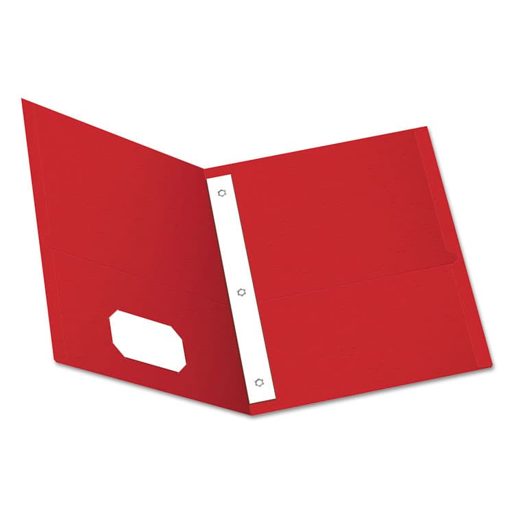 TOPS BUSINESS FORMS Twin-Pocket Folder with Prong Fasteners, Accommodates (135) 11 x 8.5 Sheets, Red, 25/Box (OXF57711)