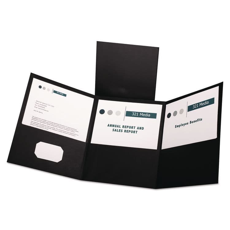 TOPS BUSINESS FORMS Tri-Fold Pocket Folder, Accommodates (150) 11 x 8.5 Sheets, Black, 20/Box (OXF59806) thumbnail 3