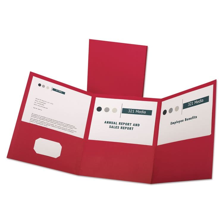 TOPS BUSINESS FORMS Tri-Fold Pocket Folder, Accommodates (150) 11 x 8.5 Sheets, Red, 20/Box (OXF59811) thumbnail 4