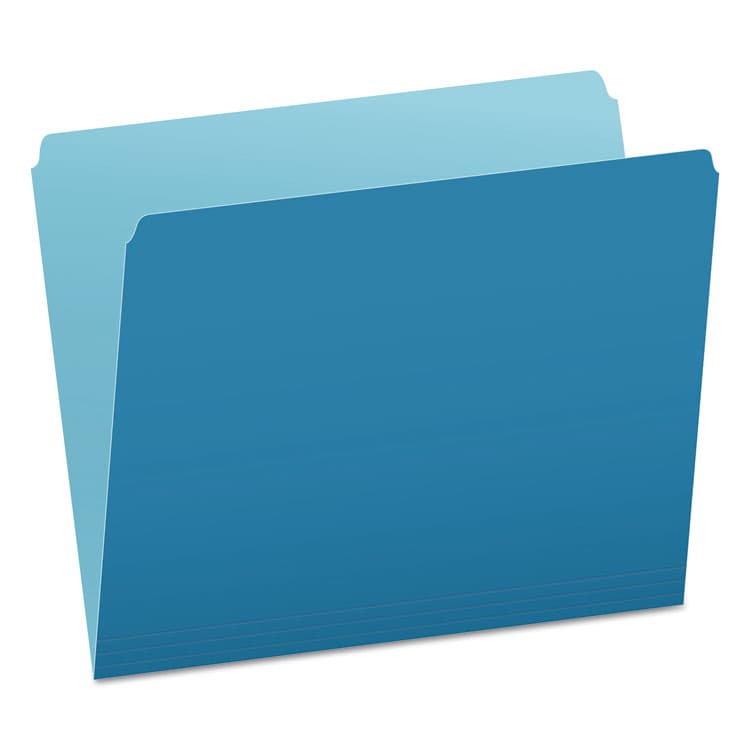 TOPS BUSINESS FORMS Colored File Folders, Straight Tabs, Letter Size, Blue/Light Blue, 100/Box (PFX152BLU)